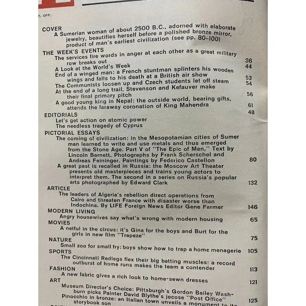 LIFE Magazine June 4 1956 Epic of Man Ancient Civilization Primping Vintage